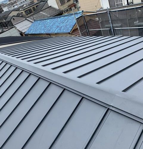 京都市下京区にて屋根修理 ~タテヒラ葺施工~