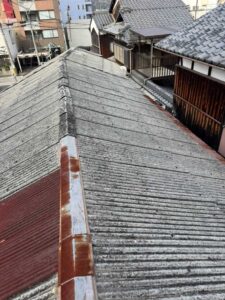 築50年波型スレート葺き替え工事前